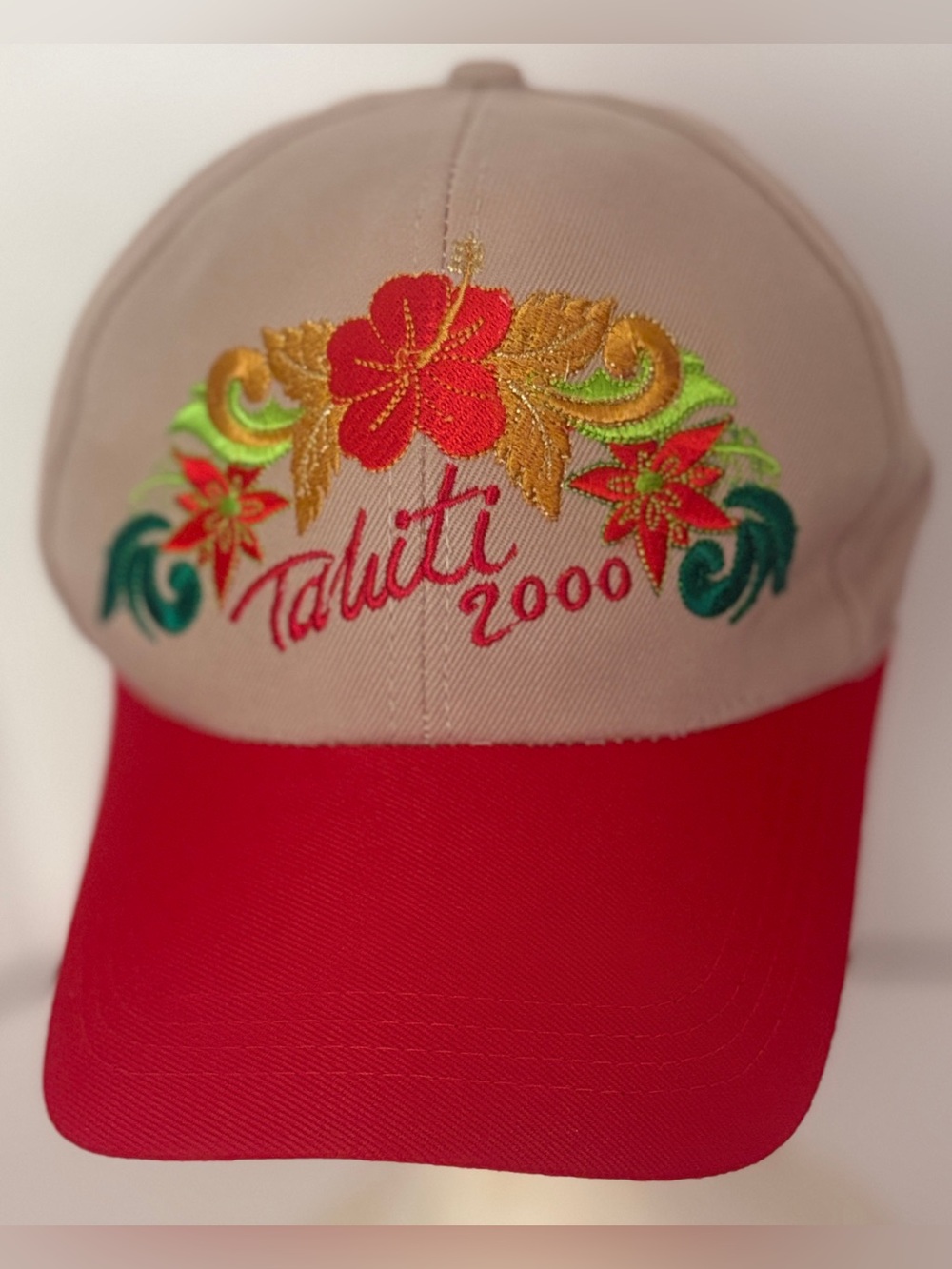 TAHITI 2000 ADJUSTABLE EMBROIDERED LOGO & TROPICAL FLOWERS  HAT